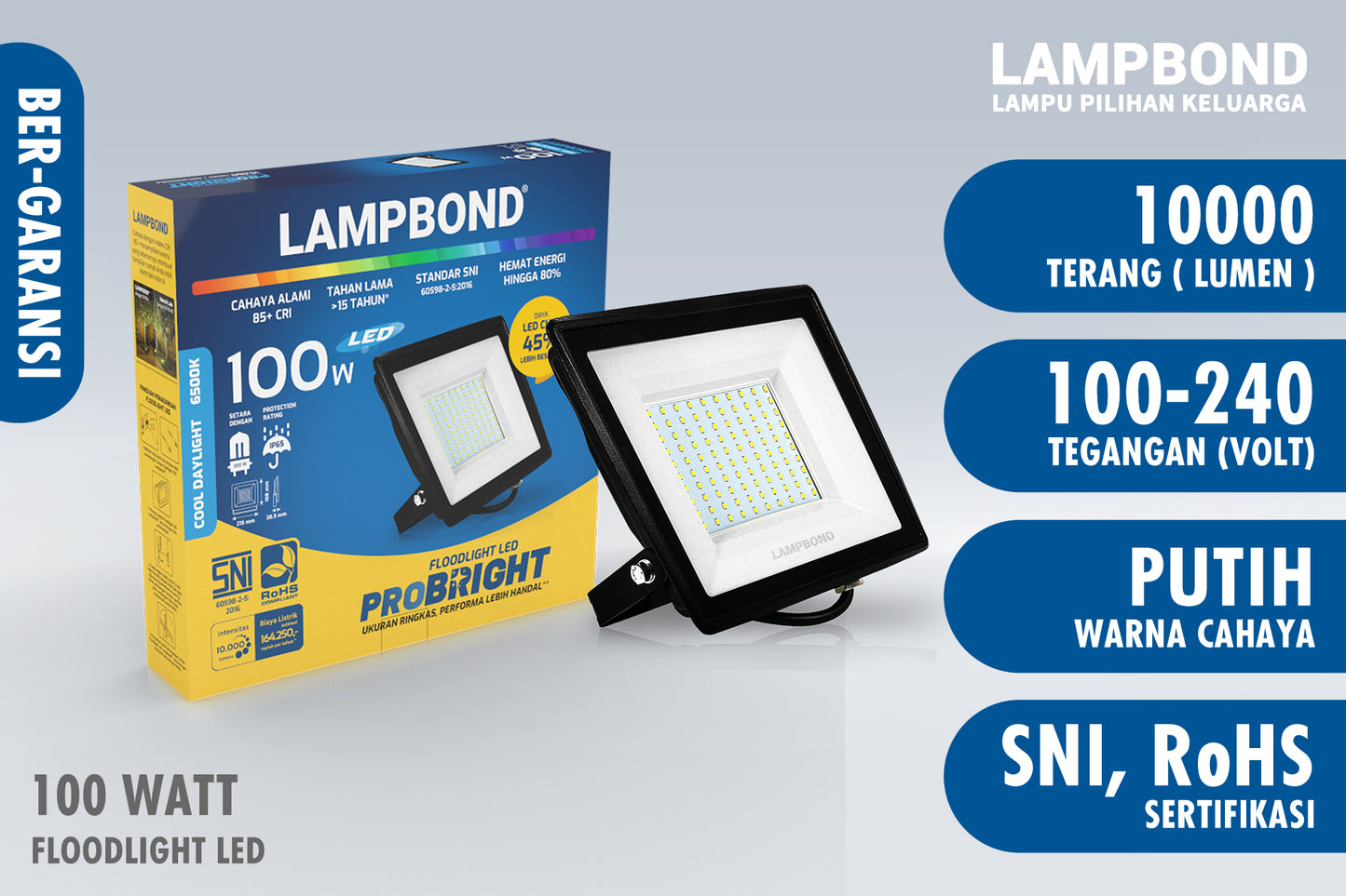 lampu floodlight led 100 watt cool daylight lampbond