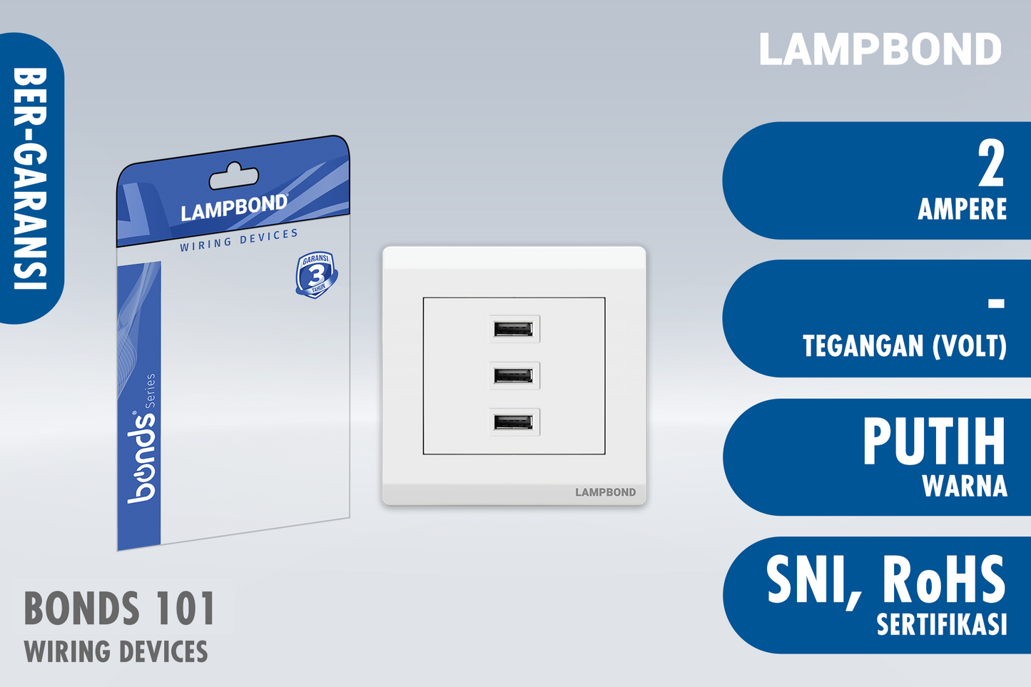 Lampbond® - Bonds - 101 - 3-port USB Type-A Charger 2A