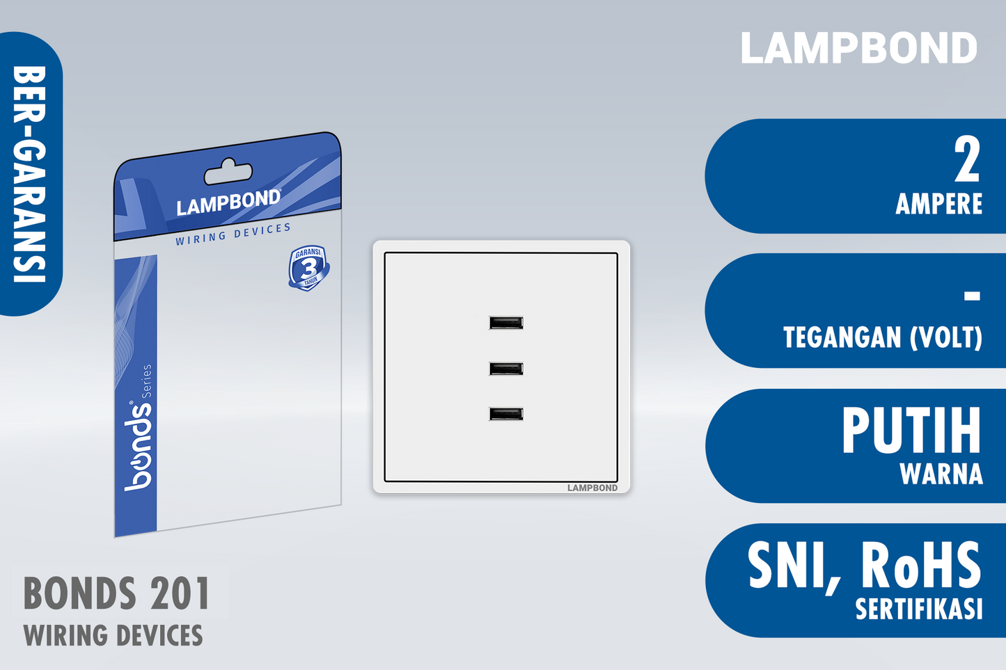 Lampbond® - Bonds - 201 - 3-port USB Type-A Charger 2A