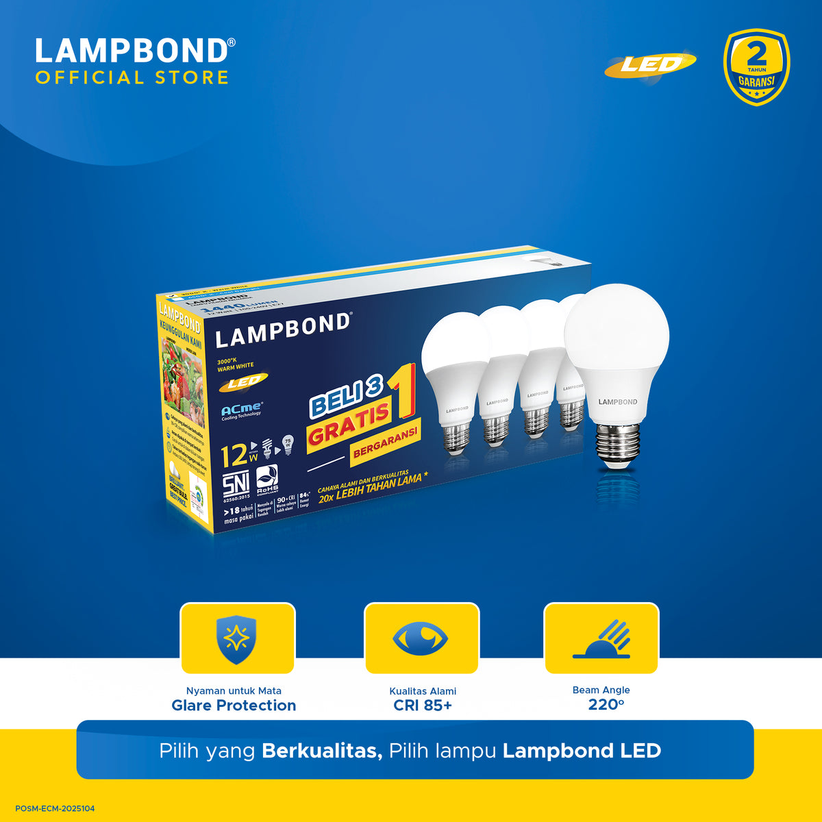 Lampbond® - Bohlam LED 12 Watt Multi-Pack (4pcs)- Warm White