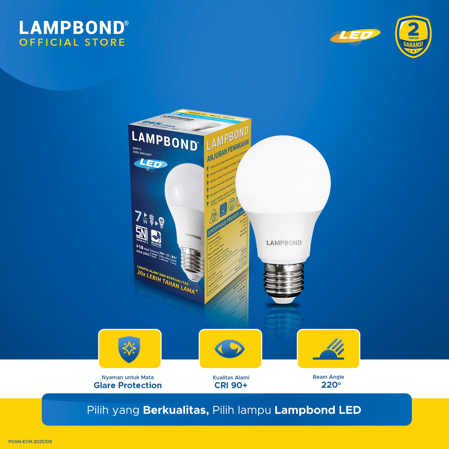 Lampbond® - Bohlam LED 7 Watt - Cool Daylight