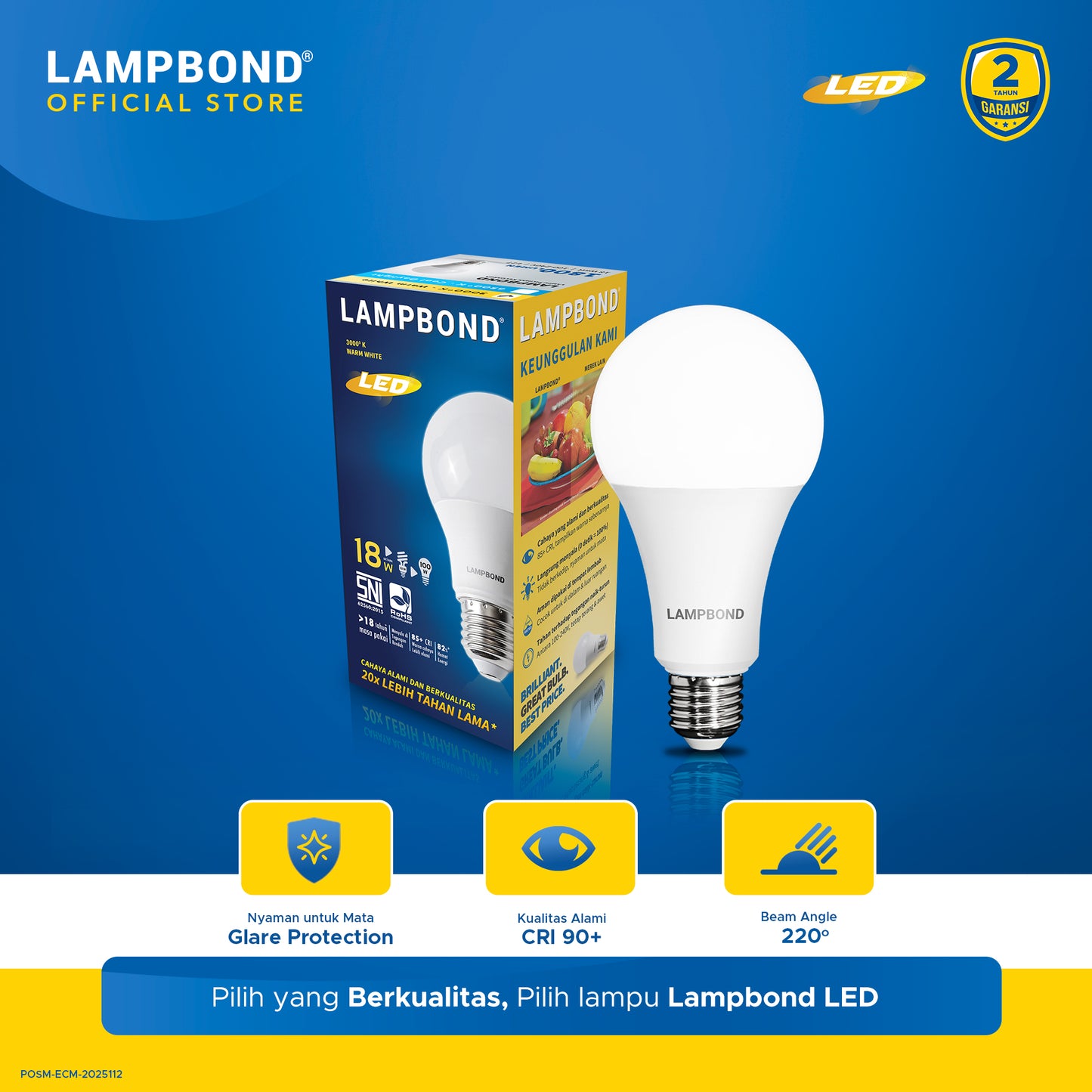 Lampbond® - Bohlam LED 18 Watt - Warm White