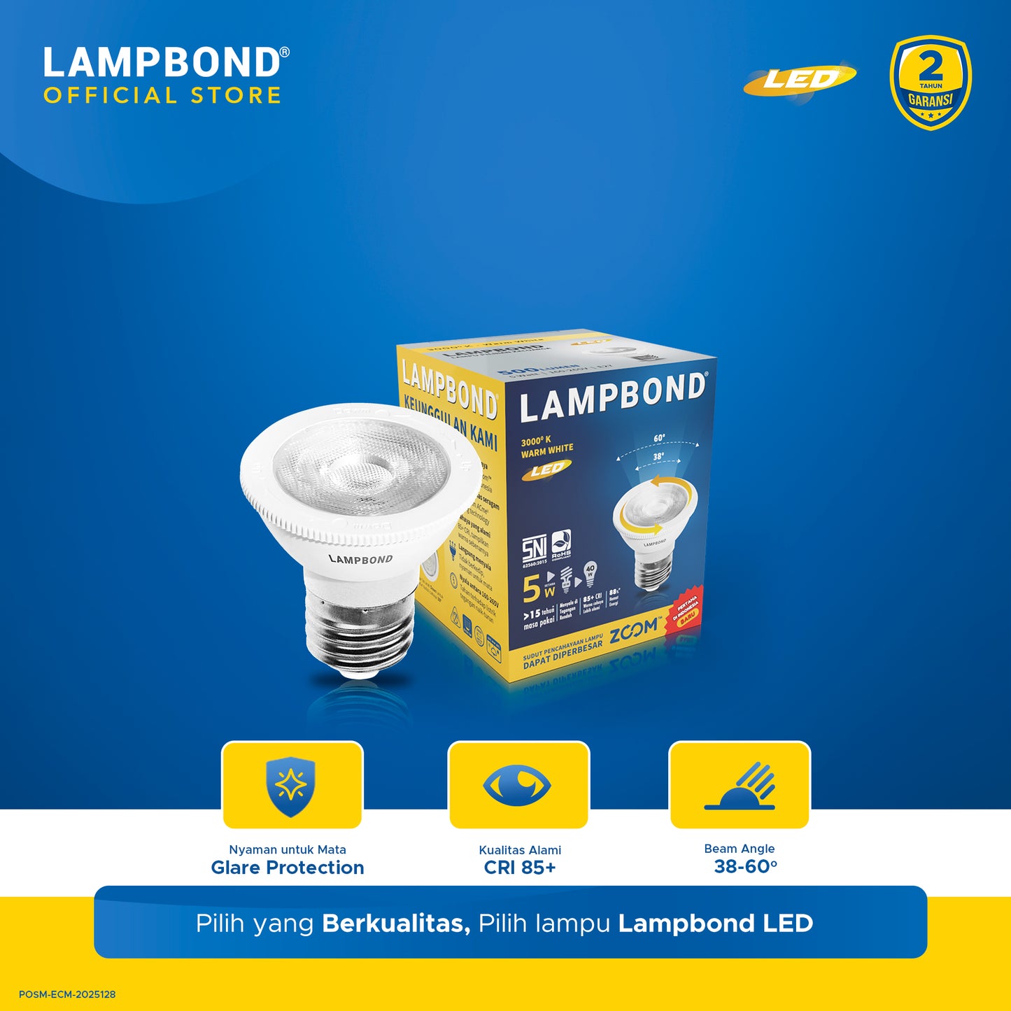Lampbond® - Bohlam LED 5 Watt MR16 Zoom - Warm White