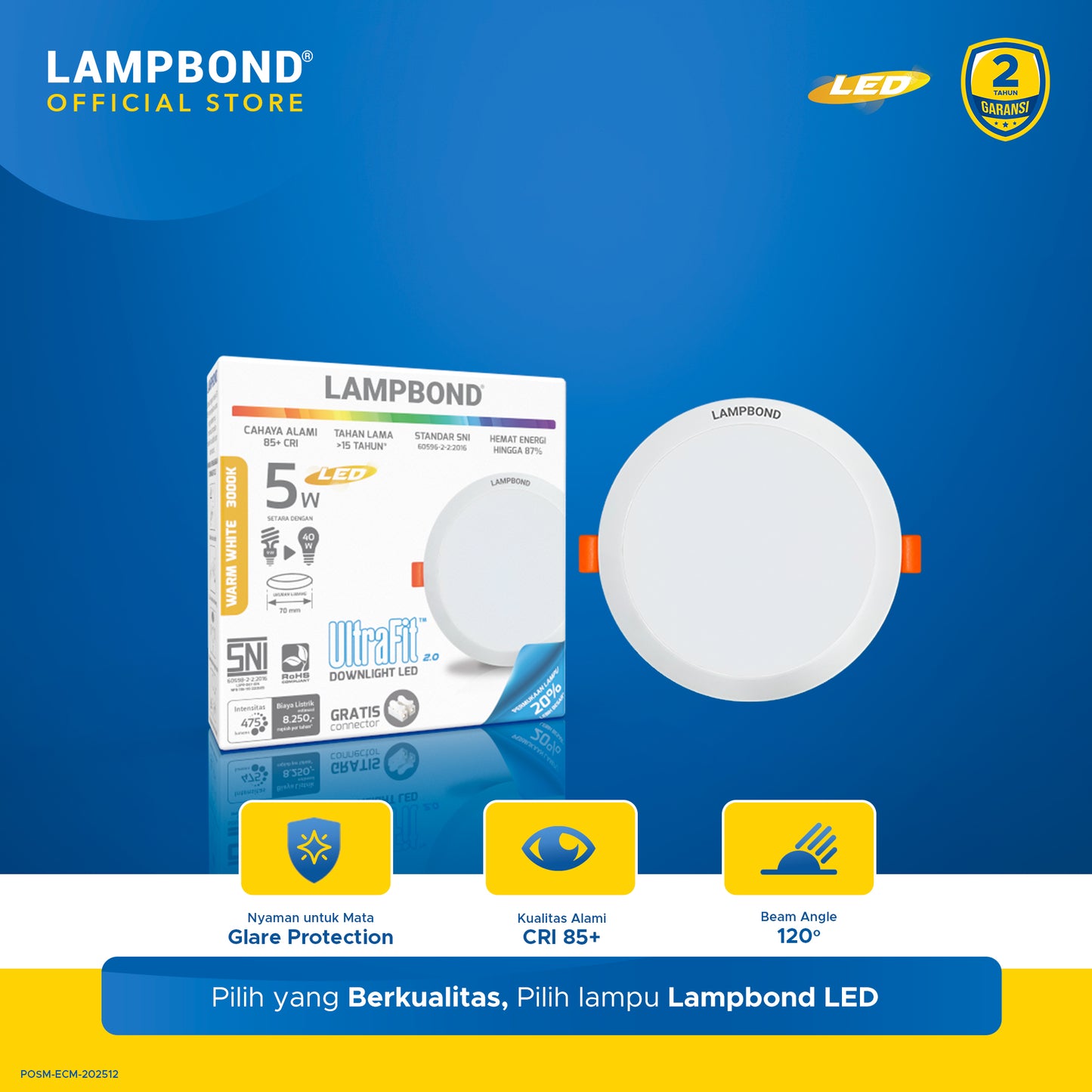 Lampbond® - Downlight LED Ultrafit (2.0) 5 Watt - Warm White