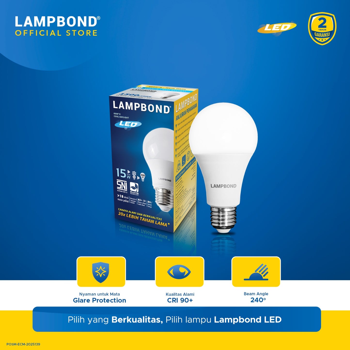 Lampbond® - Bohlam LED 15 Watt - Cool Daylight