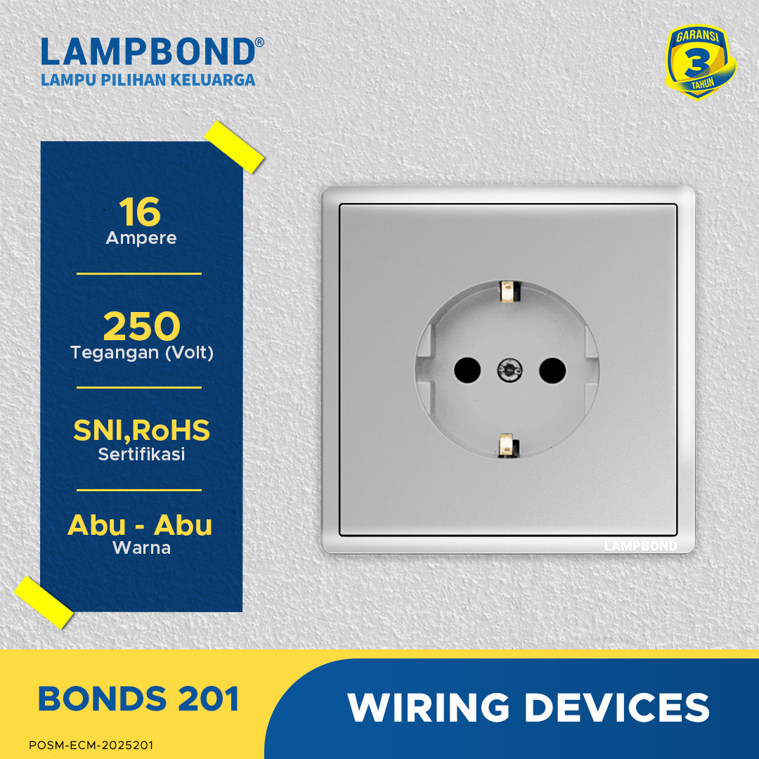 Lampbond® - Bonds - 201 - Stop Kontak Schuko 2 Pin dengan Grounding (CP) - GR