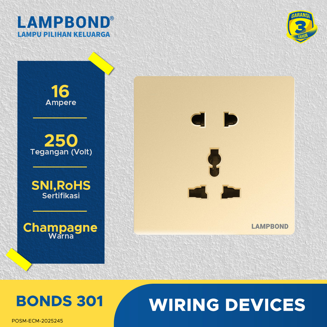 Lampbond® - Bonds - 301 - Stop Kontak Universal 5 Pin dengan Grounding (CP) - CH