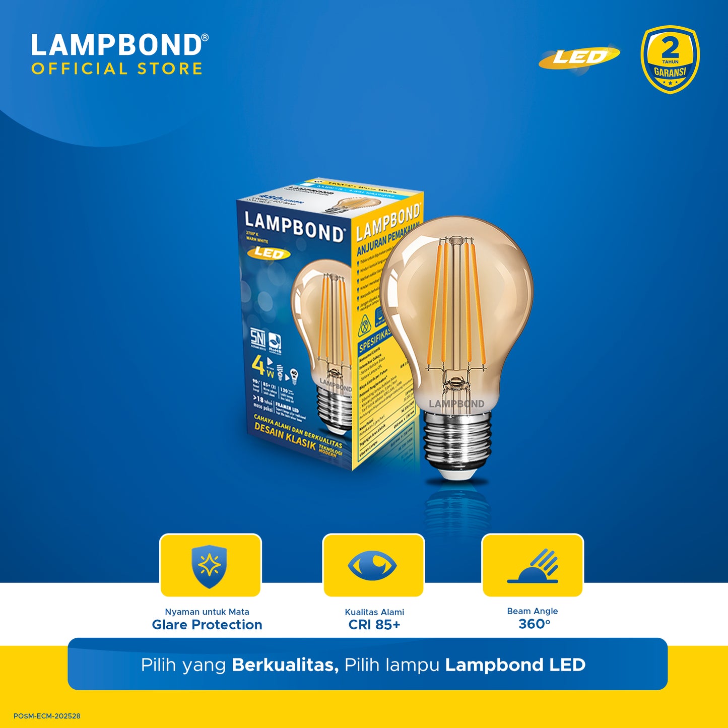Lampbond® - Bohlam LED Filamen WA60 4 Watt - Warm White