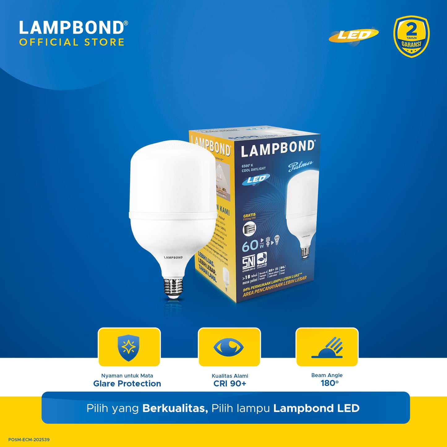 Lampbond® - Bohlam LED Palma 60 Watt - Cool Daylight