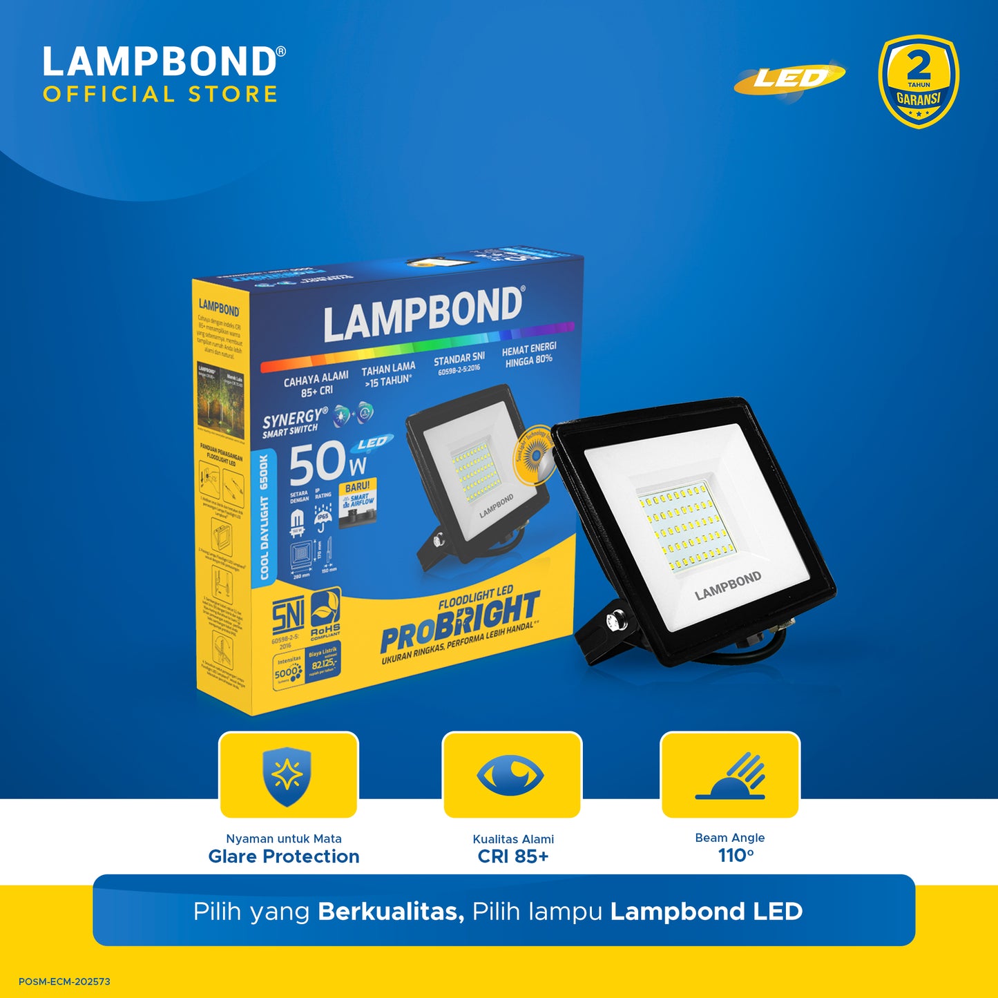 Lampbond® - Floodlight LED 50 Watt Sensor Sunlight - Cool Daylight