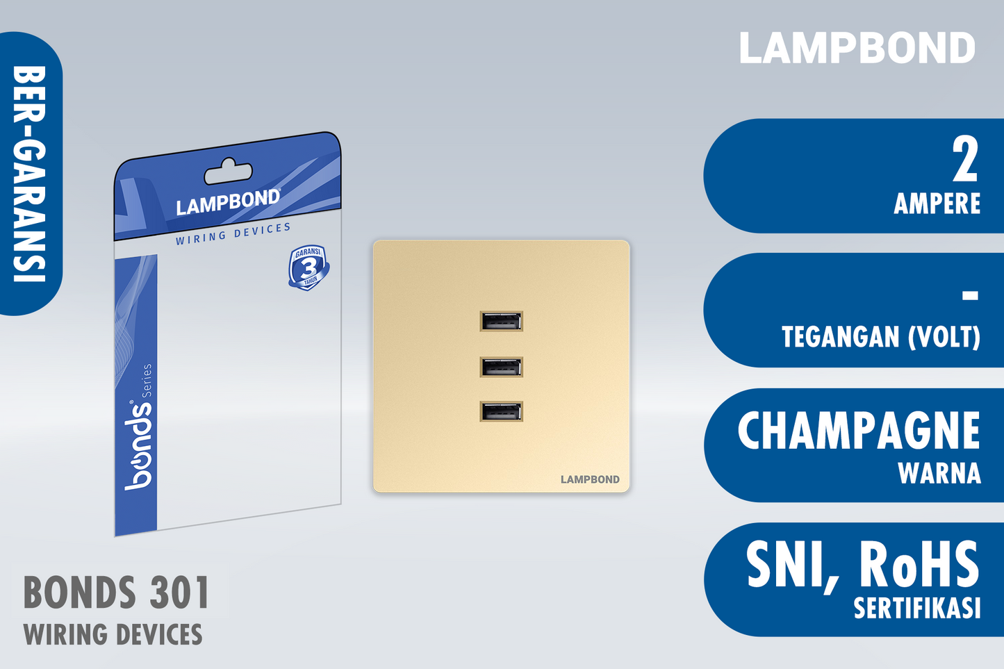 Lampbond® - Bonds - 501 - 3-port USB Type-A Charger 2A - CH