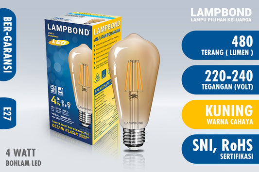 Lampbond® - Bohlam LED Filamen WS64 4 Watt - Warm White