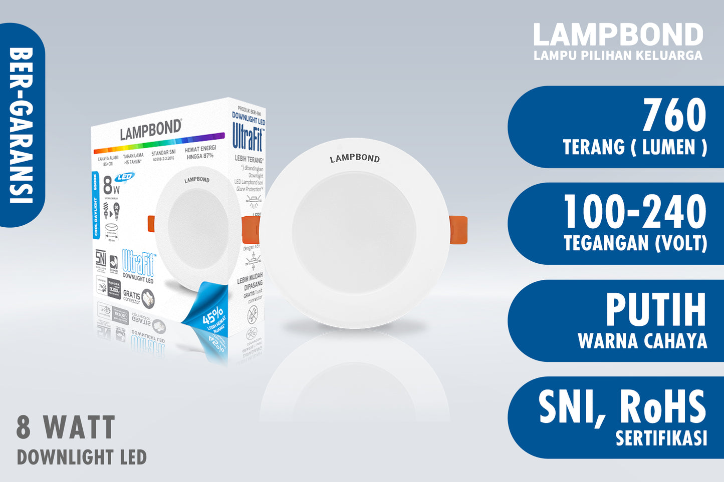 Lampbond® - Downlight LED Ultrafit 8 Watt - Cool Daylight