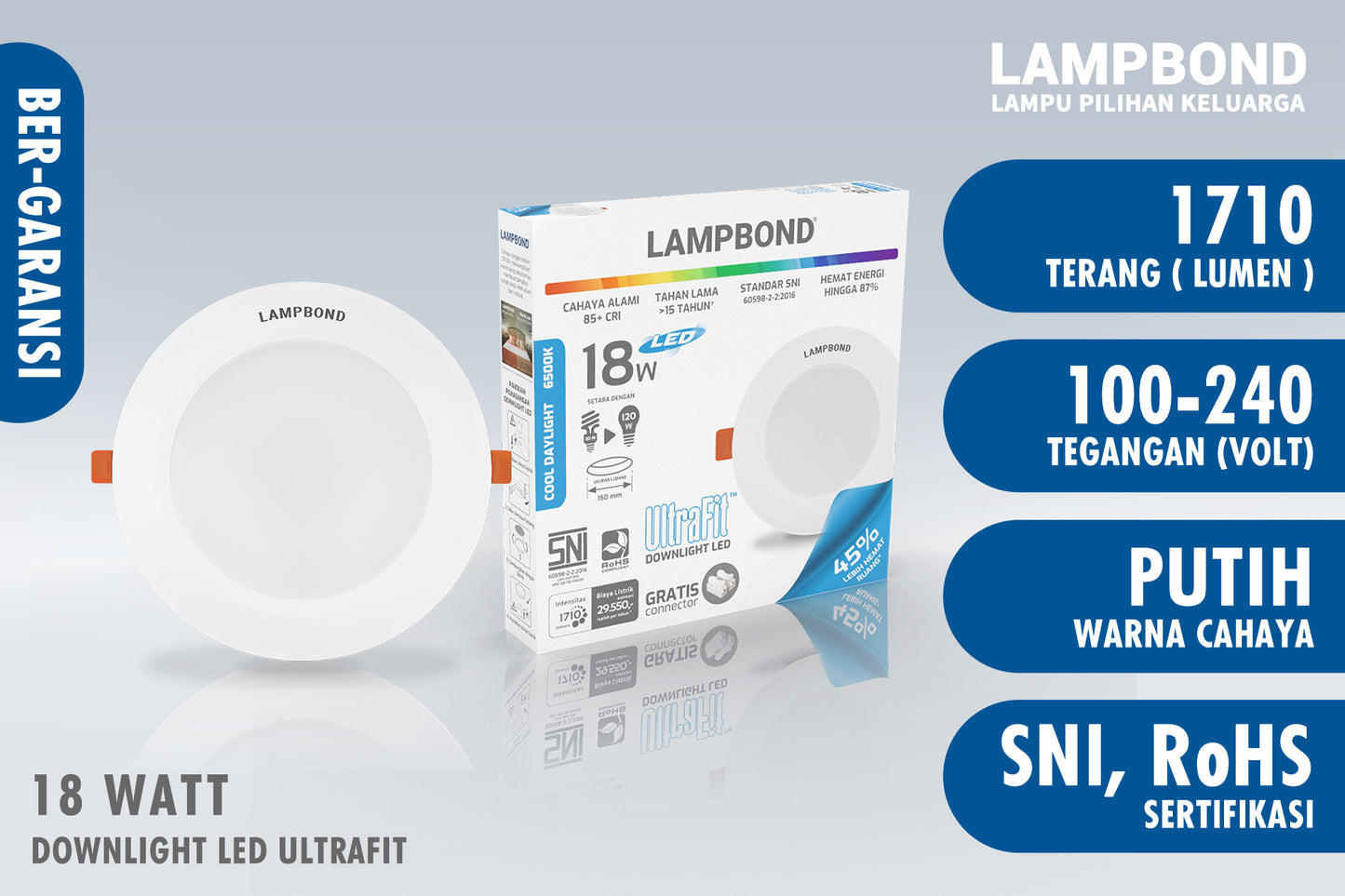 Lampbond® - Downlight LED Ultrafit 18 Watt - Cool Daylight