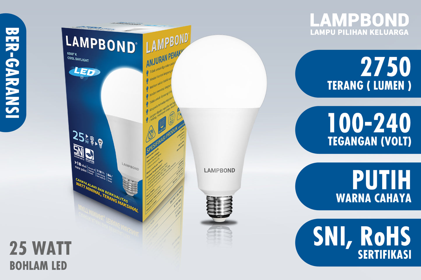 lampu bohlam led 25 watt cool daylight lampbond