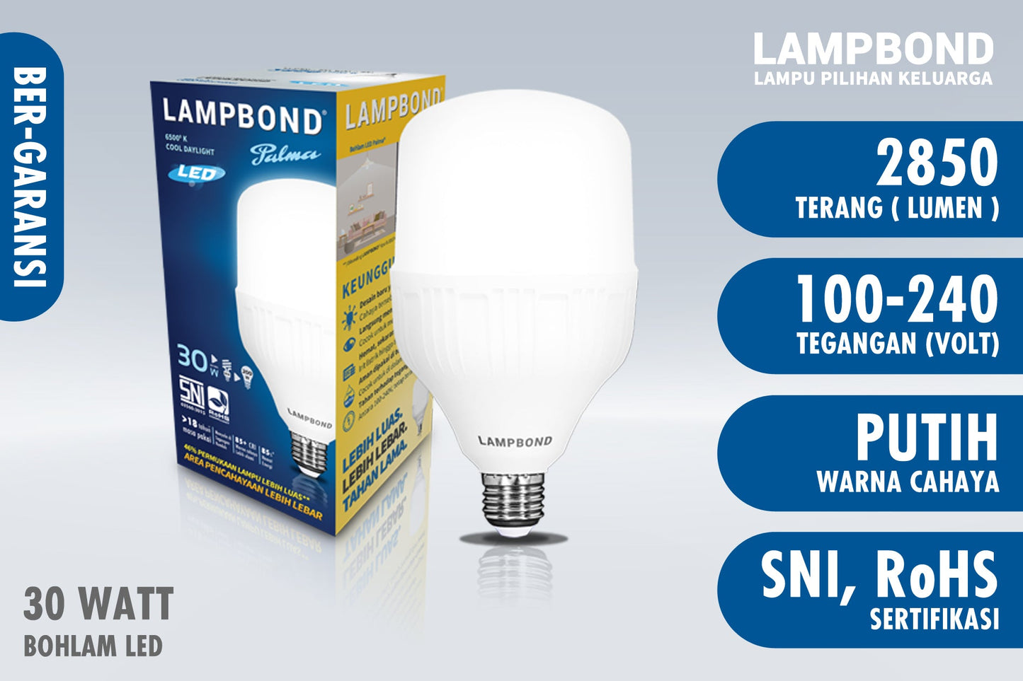 lampu bohlam led palma 30 watt cool daylight lampbond