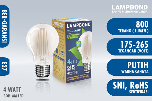 Lampbond® - Bohlam LED Filamen 4W Frosted - Cool Daylight