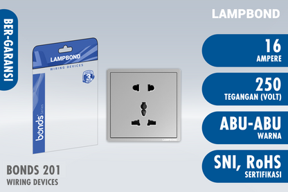 Lampbond® -  Bonds - 201 - Stop Kontak Universal 5 Pin dengan Grounding (CP) - GR