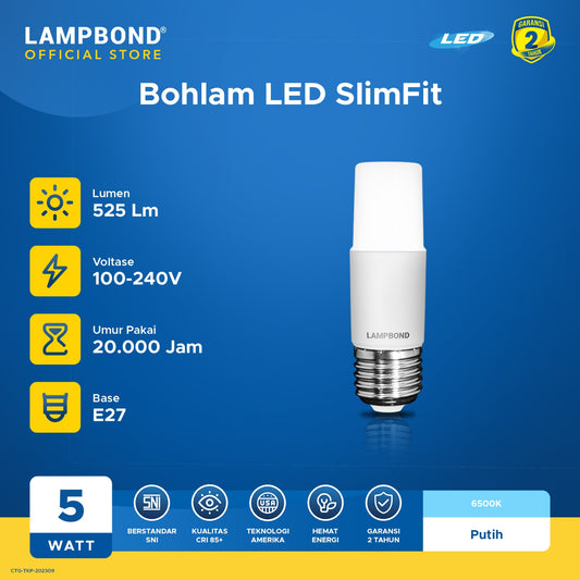 Lampbond® - Bohlam LED Slimfit 5 Watt - Cool Daylight