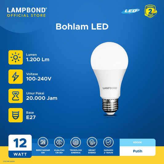 Lampbond® - Bohlam LED 12 Watt - Cool Daylight