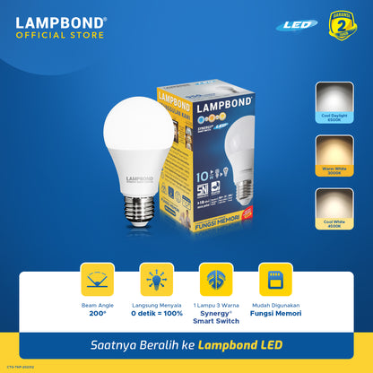 Lampbond® - Bohlam LED Synergy Smart Switch 10 Watt - 3 Pilihan warna