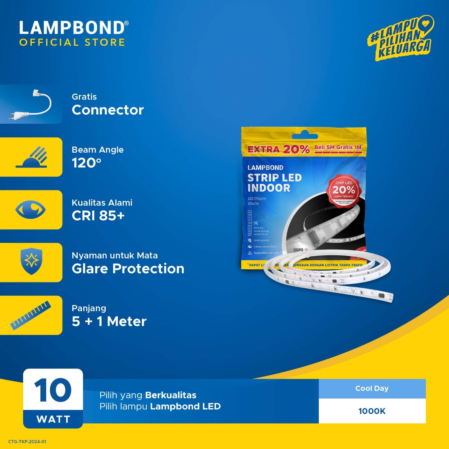 Lampbond® - Strip LED Indoor 10 Watt - Cool Daylight