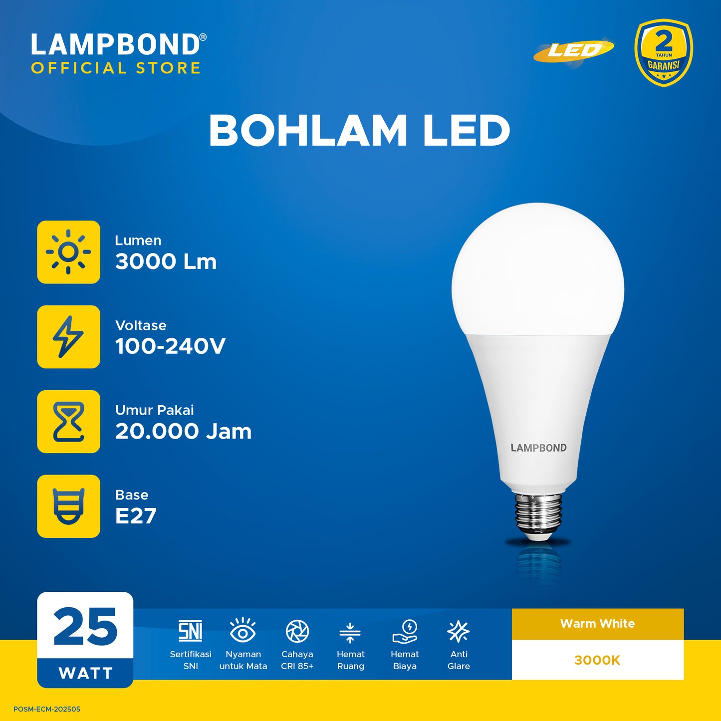 Lampbond® - Bohlam LED 25 Watt - Cool Daylight