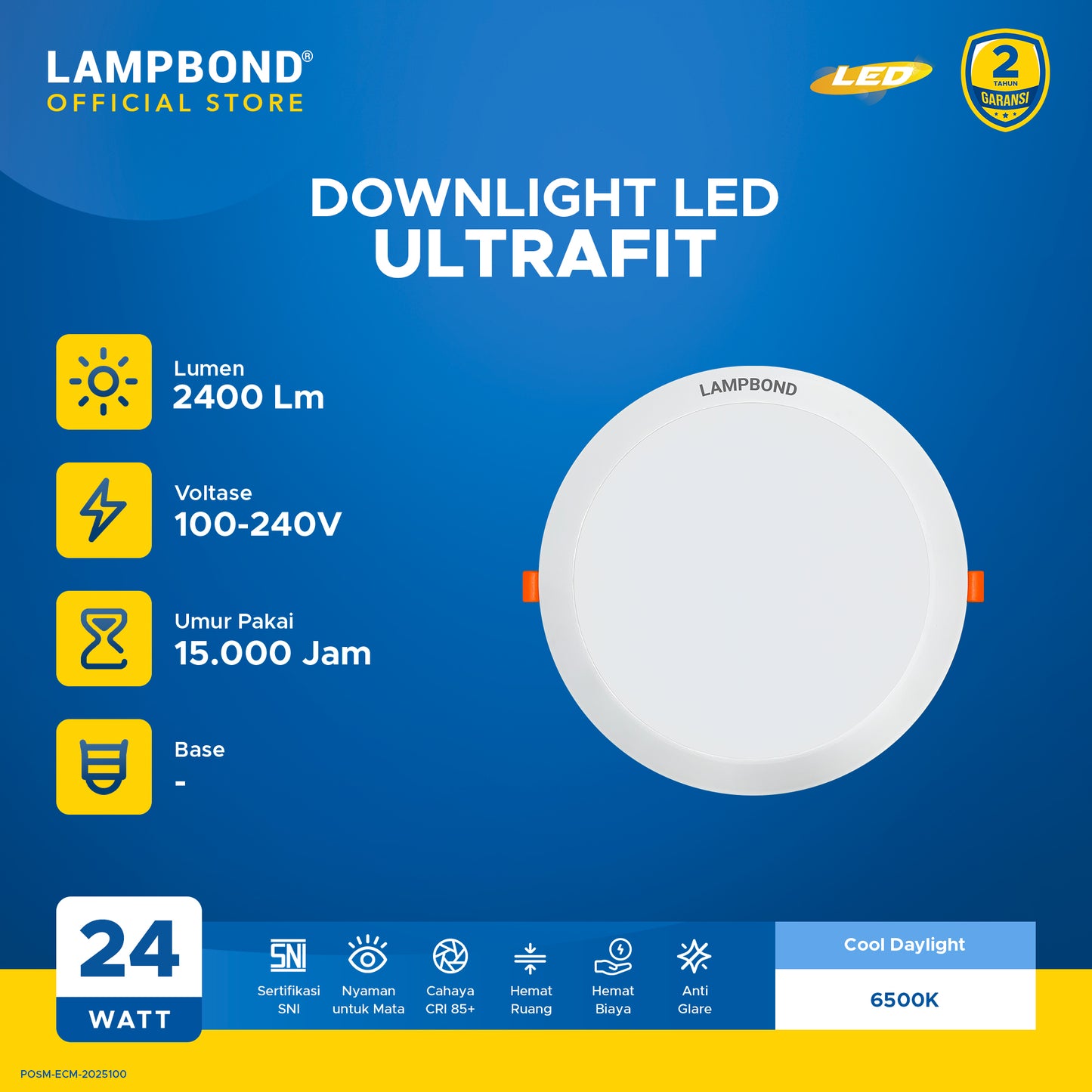 Lampbond® - Downlight LED Ultrafit 24 Watt - Cool Daylight