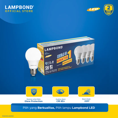 Lampbond® - Bohlam LED 9 Watt Multi-Pack (4pcs) - Warm White