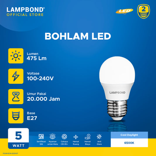 Lampbond® - Bohlam LED 5 Watt - Cool Daylight