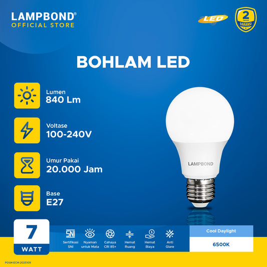 Lampbond® - Bohlam LED 7 Watt - Cool Daylight
