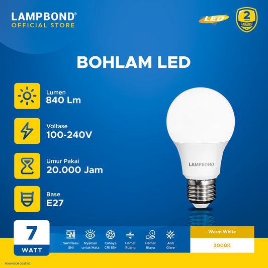 Lampbond® - Bohlam LED 7 Watt - Warm White