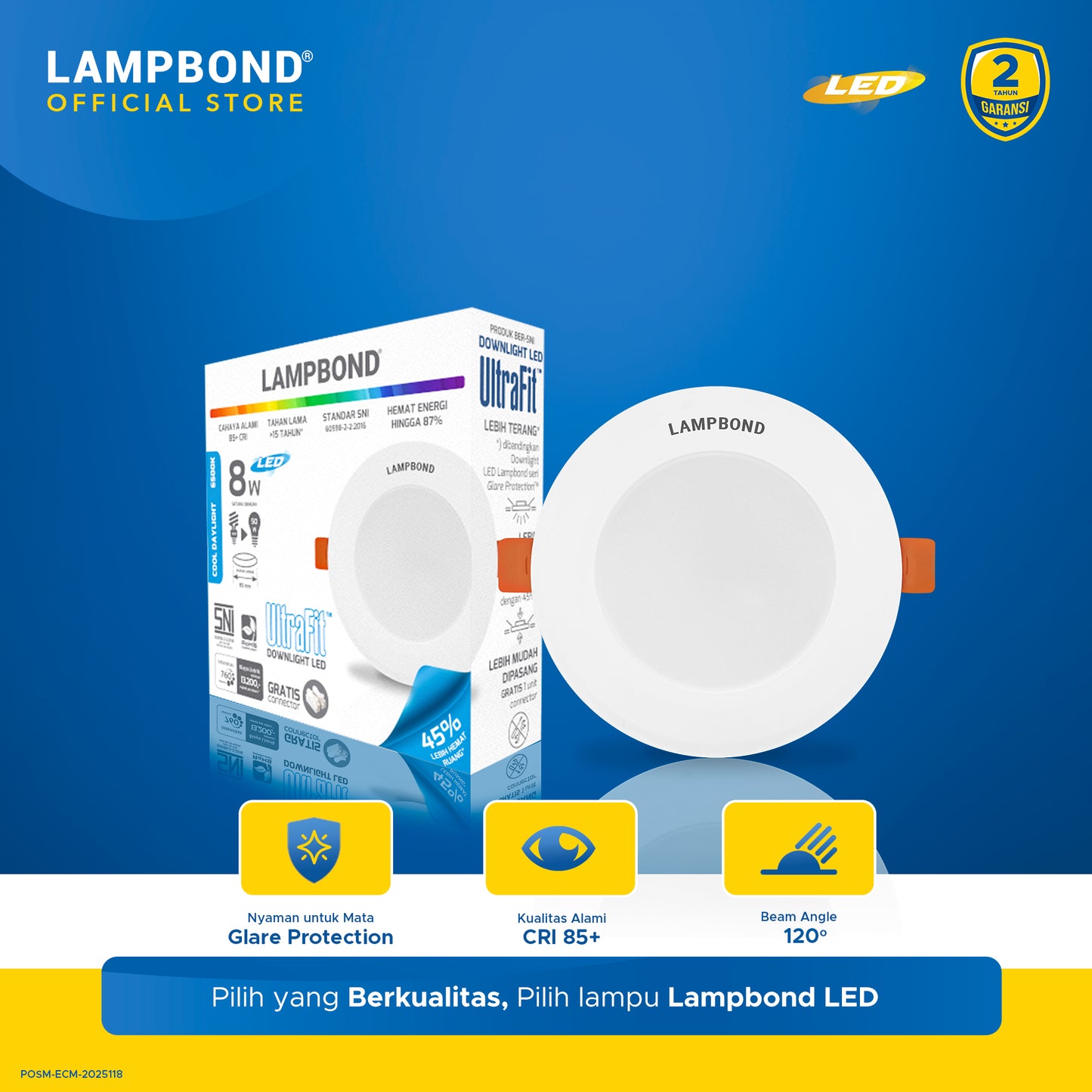 Lampbond® - Downlight LED Ultrafit 8 Watt - Cool Daylight