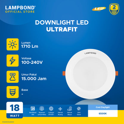 Lampbond® - Downlight LED Ultrafit 18 Watt  - Cool Daylight