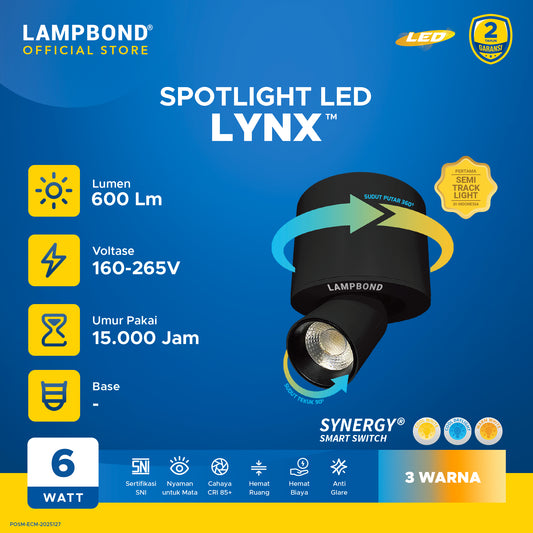 Lampbond® - Spotlight LED Lynx 6 Watt - 3 Color - BK