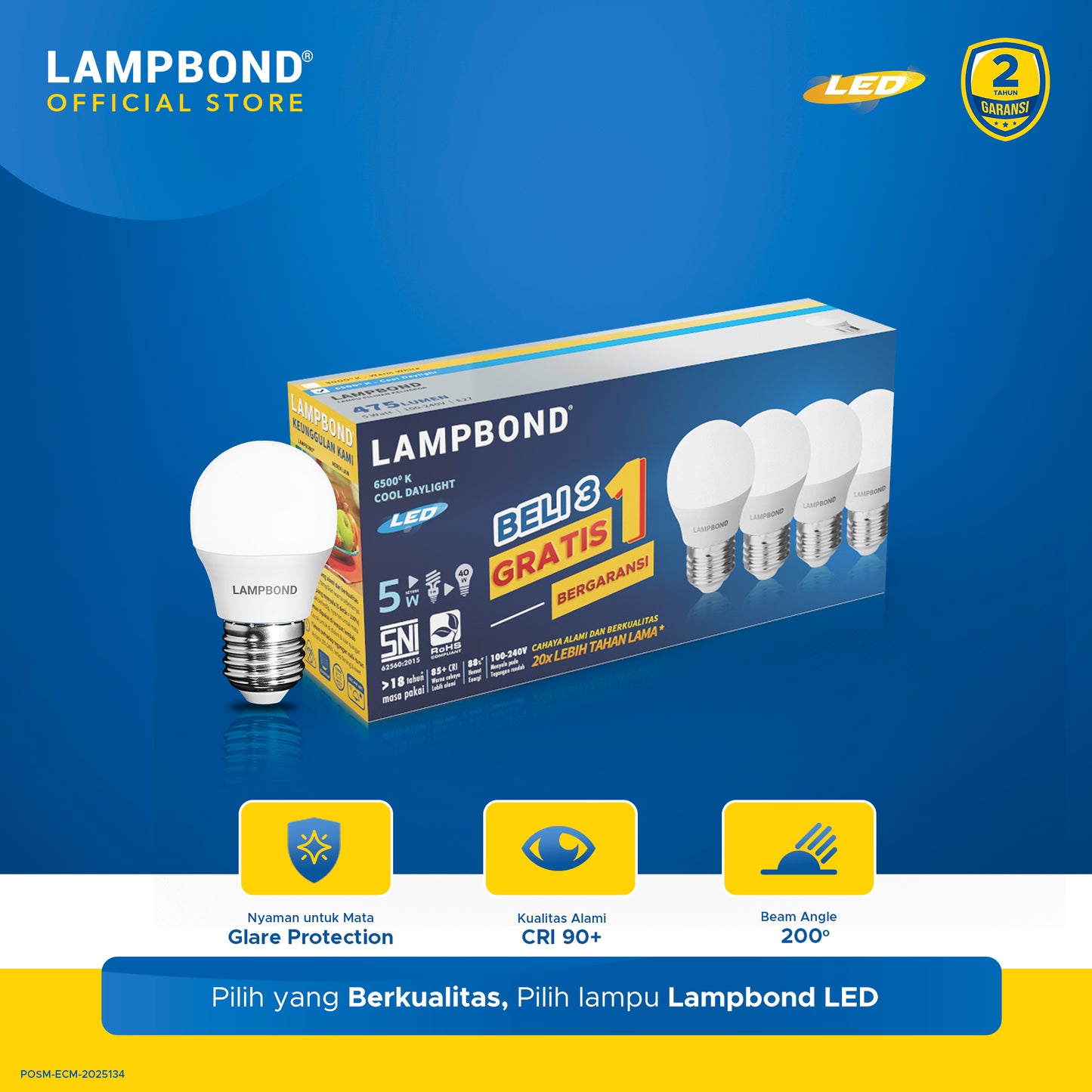 Lampbond® - Bohlam LED 5 Watt Multi-Pack (4pcs) - Cool Daylight