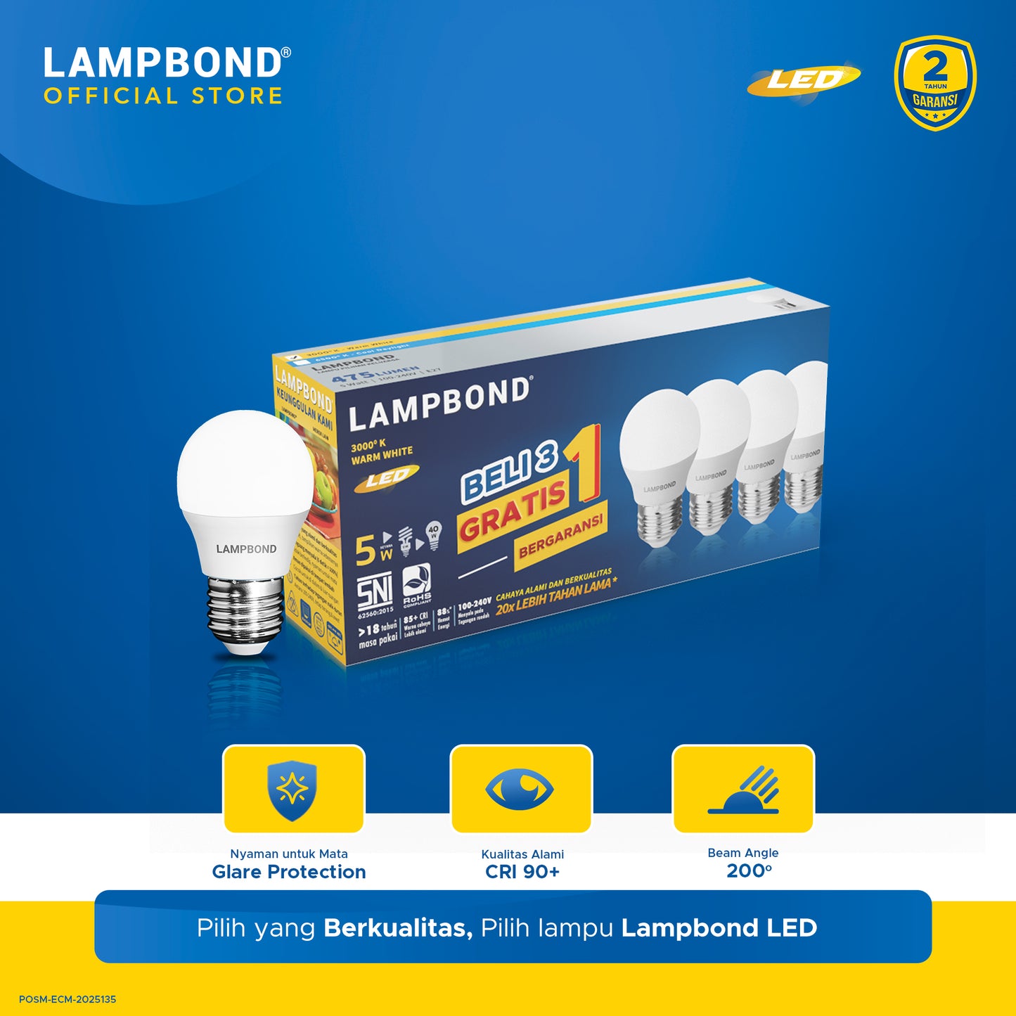 Lampbond® - Bohlam LED 5 Watt Multi-Pack (4pcs) - Warm White