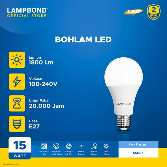 Lampbond® - Bohlam LED 15 Watt - Cool Daylight