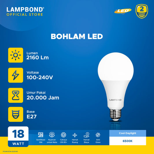 Lampbond® - Bohlam LED 18 Watt - Cool Daylight