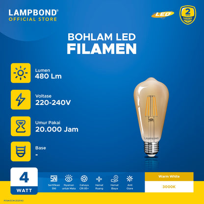 Lampbond® - Bohlam LED Filamen WS64 4 Watt - Warm White