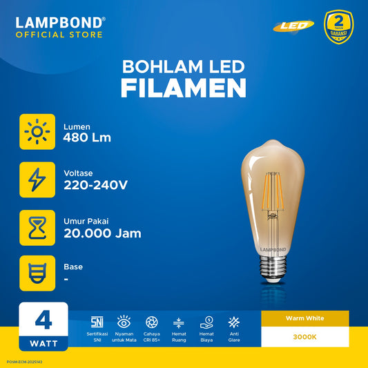 Lampbond® - Bohlam LED Filamen WS64 4 Watt - Warm White