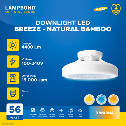 Lampbond® - Downlight LED Natural Bamboo 56 Watt  - Synergy Smart Switch