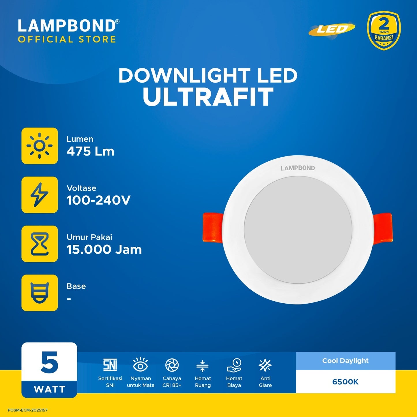 Lampbond® - Downlight LED Ultrafit 5 Watt  - Cool Daylight