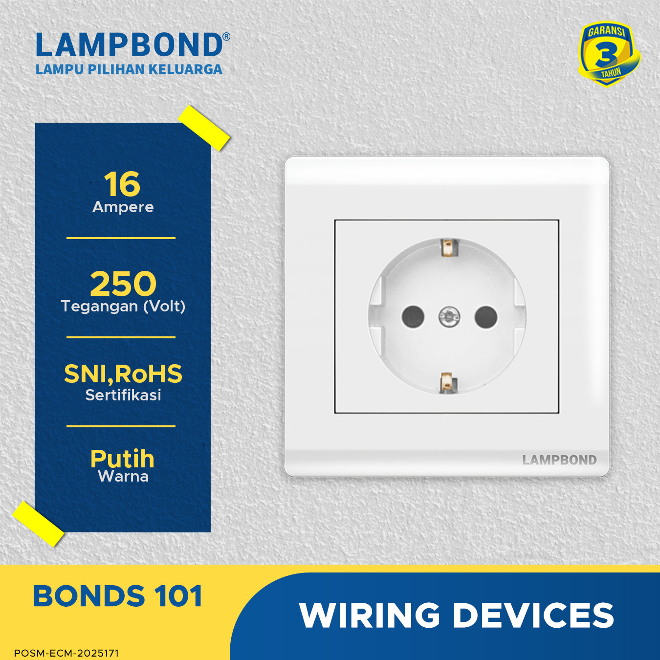 Lampbond® -  Bonds - 101 - Stop Kontak Schuko 2 Pin dengan Grounding (CP)