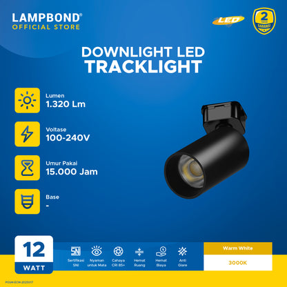 Lampbond® - Tracklight LED 12 Watt - Warm White - BK
