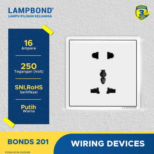 Lampbond® -  Bonds - 201 - Stop Kontak Universal 5 Pin dengan Grounding (CP) - WH