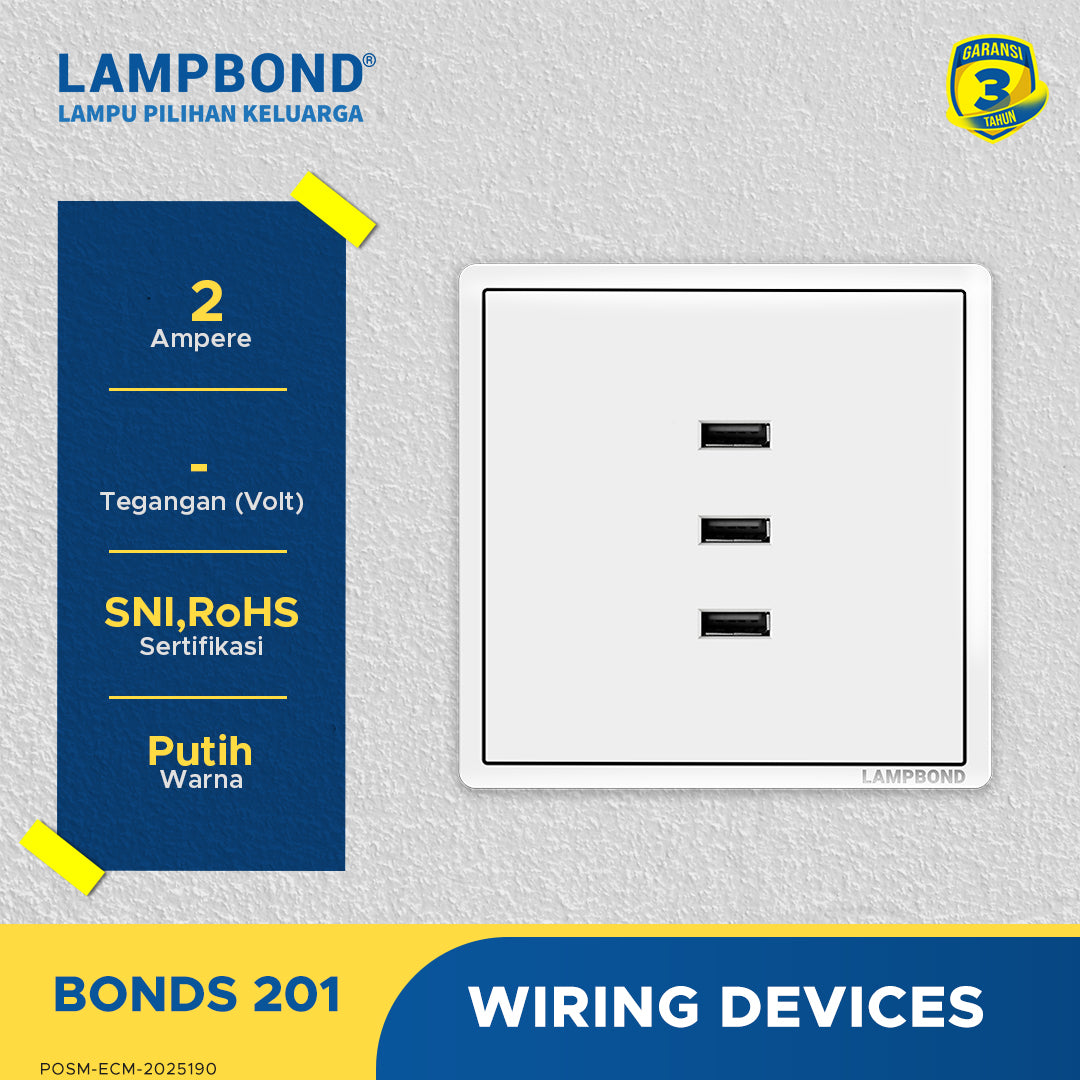 Lampbond® -  Bonds - 201 - 3-port USB Type-A Charger 2A