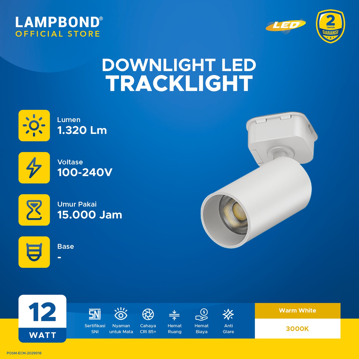 Lampbond® - Tracklight LED 12 Watt - Warm White - WH