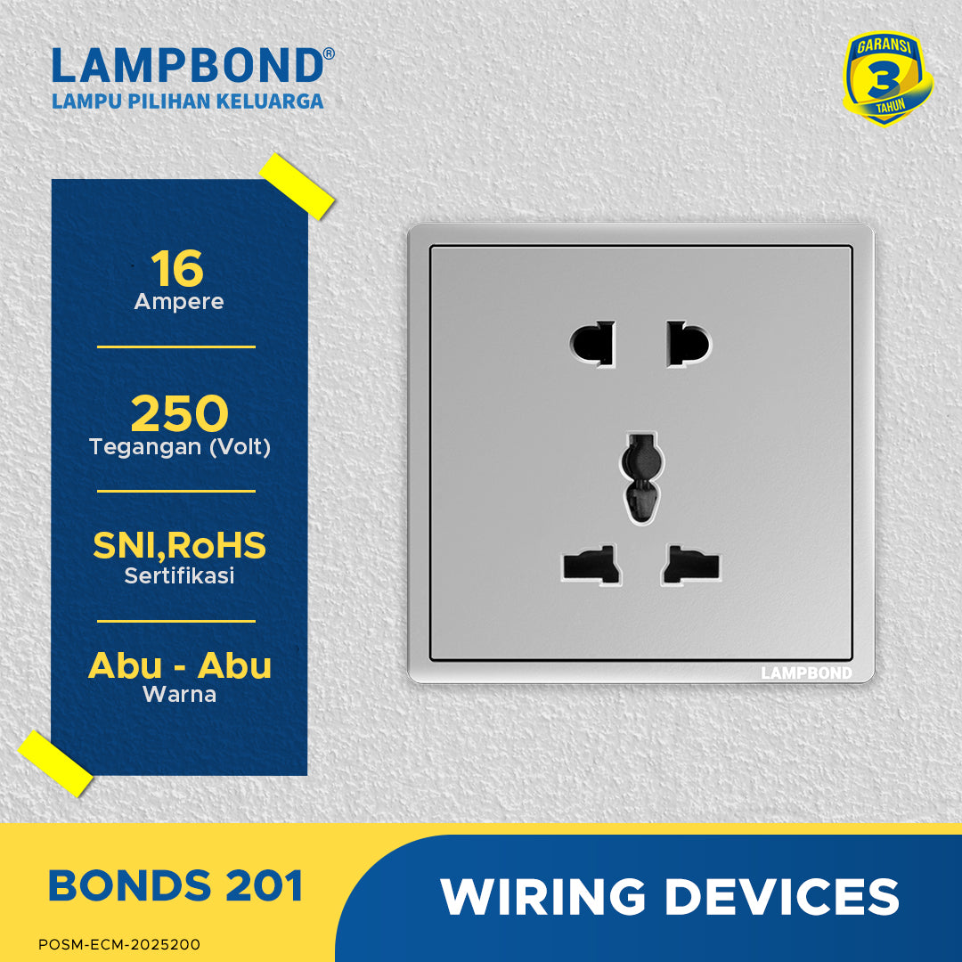 Lampbond® -  Bonds - 201 - Stop Kontak Universal 5 Pin dengan Grounding (CP) - GR