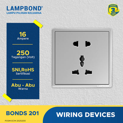 Lampbond® -  Bonds - 201 - Stop Kontak Universal 5 Pin dengan Grounding (CP) - GR